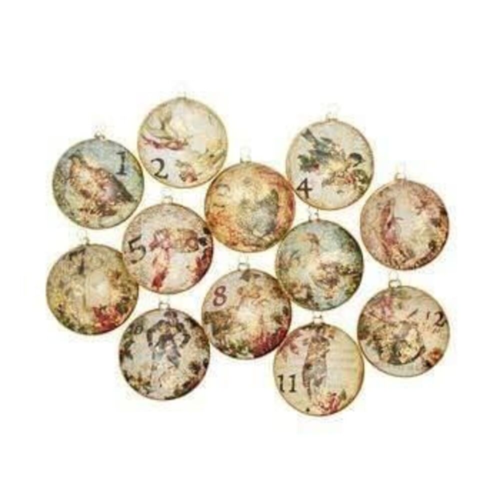 New No BOx Bloomingdale's 12 Days of Christmas Disc Ornament Set